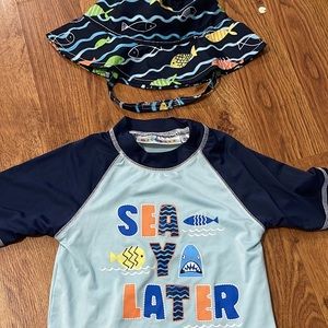 4t swim hat and rash guard set